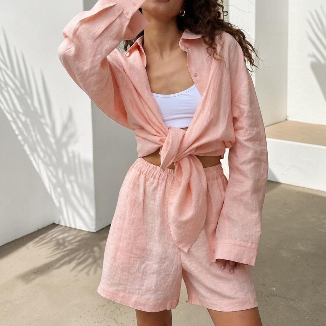 Summer Outfit Co Ord Set: Shirt and Shorts Casual Beach Matching Set ...
