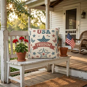 USA Freedom star pattern Pillowcase | Patriotic Fourth of July decor