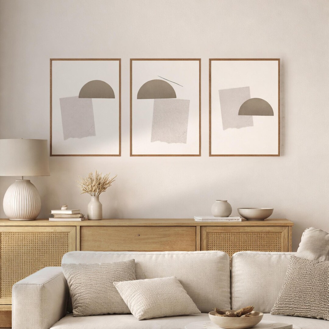 Japandi Wall Art Set of 3, Beige Minimalist Prints, Neutral Gallery ...