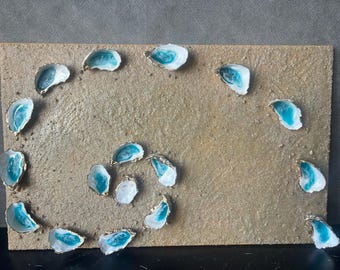 Spirale di Fibonacci in resina, scultura da parete a forma di conchiglia d'ostrica con perla naturale