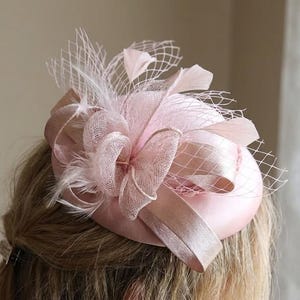 Pink Fascinator Hat, Elegant Headpiece Gift for Her, Tea Party Look