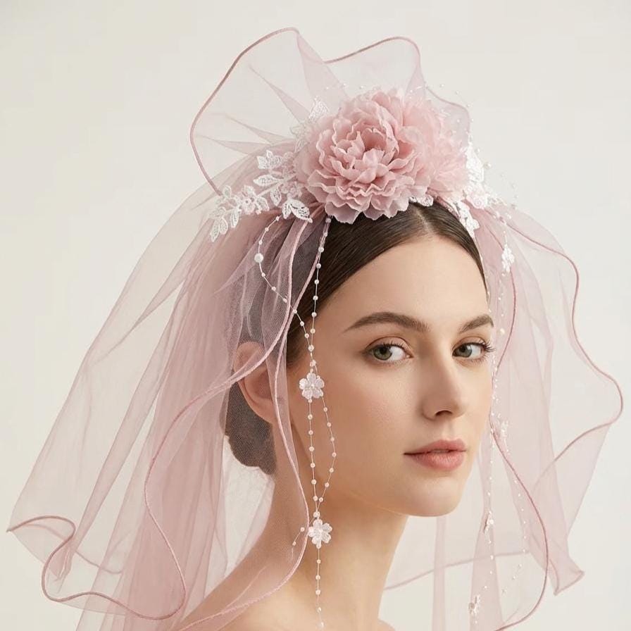 【新品】 NOTREémor tulle veil tops pink Non Traditional Wedding Veils – Madison Chamberlain