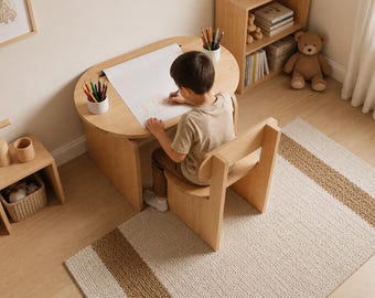 Kids Art Desk with Paper Roll | Montessori Table and Chair Plans (Digital Download)