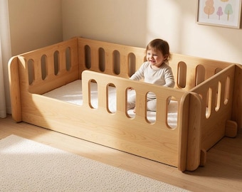 Planos CNC para cama Montessori de suelo / Cama infantil de madera contrachapada DXF SVG (Descarga digital)