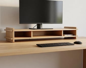 Monitor Stand CNC Files | Wooden Monitor Riser DXF SVG | Desk Organizer Digital Download