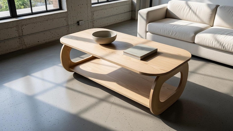 Planos para mesa de centro de madera moderna / Archivos para muebles CNC / Proyecto de carpintería para bricolaje imagen 1