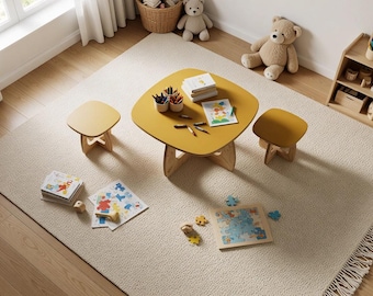 Mushroom Kids Activity Table & Chairs CNC Files | Montessori Play Table Plans (DXF SVG Download)