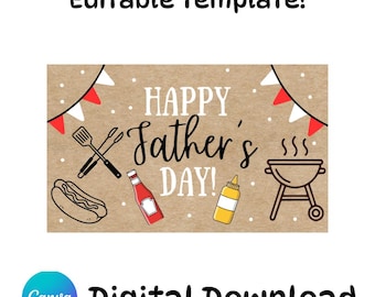 Editable Father’s Day BBQ Banner Template— (Digital Download)