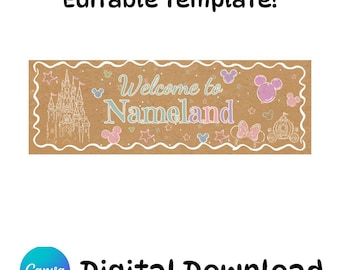 Editable Disneyland Banner Template— (Digital Download)(72x24 inches)
