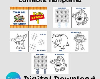Editable Toy Store Mini-Coloring Book Template— (Digital Download)
