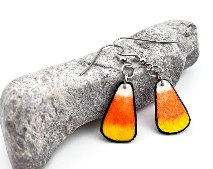 Candy Corn Earrings, Hand Painted, Lightweight
