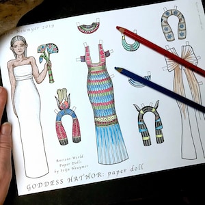Goddess Hathor Paper Doll, Digital Download, Printable Coloring Page