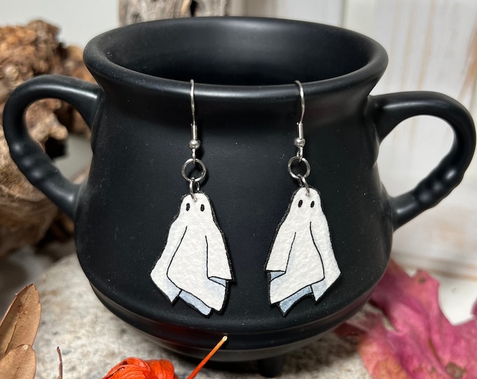 Hand-Painted Ghost Earrings: Lightweight Halloween Jewelry