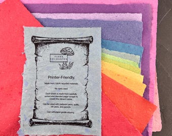 Handmade Paper, Deckle-Edge, Rainbow Pages, Speckled, 13 Sheets - NOT A MYSTERY PACK