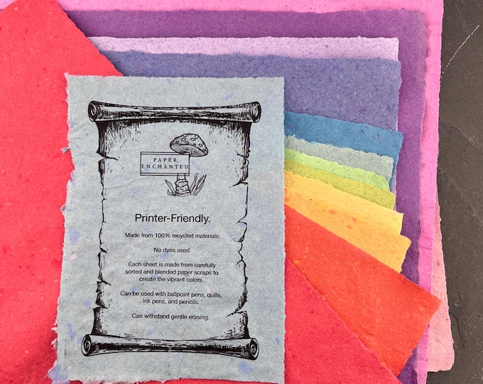 Handmade Paper, Deckle-Edge, Rainbow Pages, Speckled, 13 Sheets - NOT A MYSTERY PACK