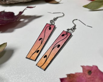 Sunset & Vine Abstract Tile Earrings, Hand Painted