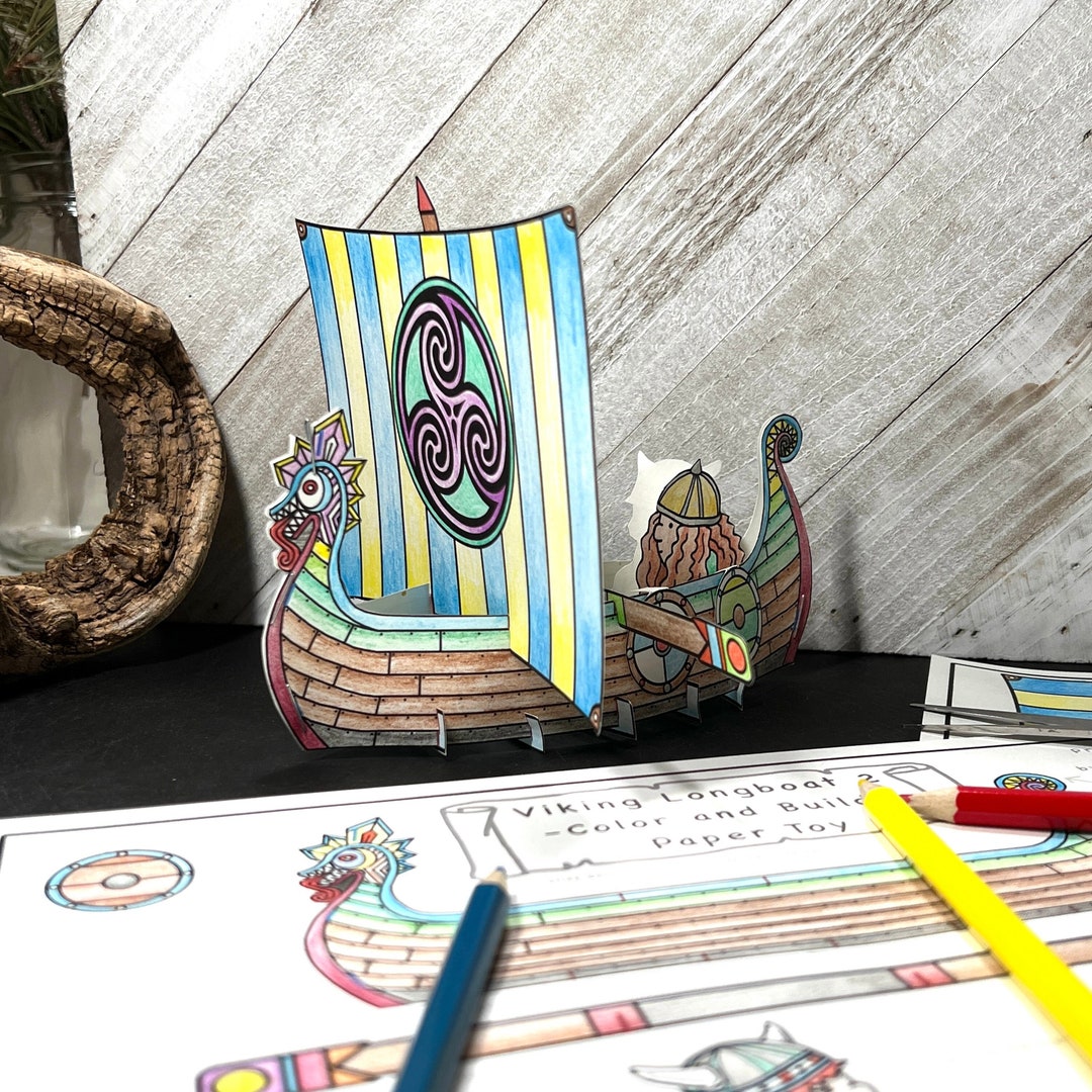 Viking Longboat Toy 2 Shield Maiden and Valkyrie Printable Etsy