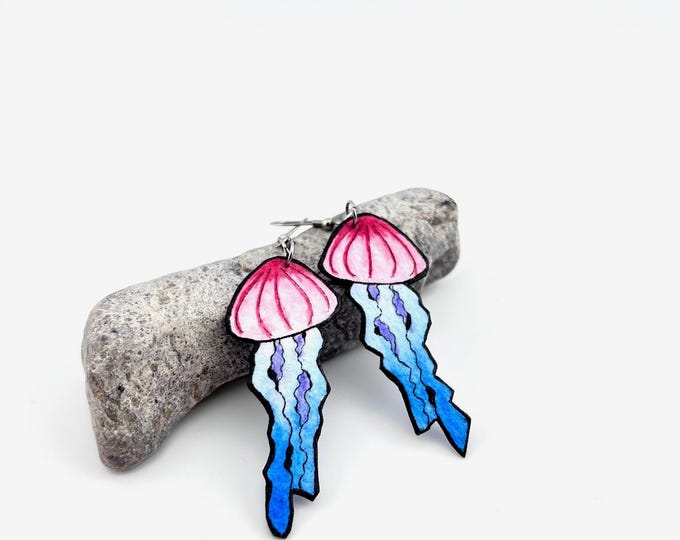 Jellyfish Earrings, Hand Painted, Lightweight