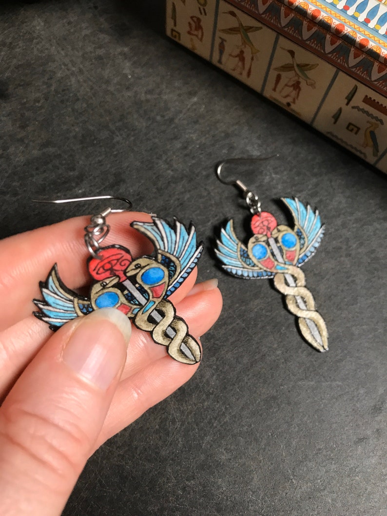 Caduceus Wand Snake Earrings