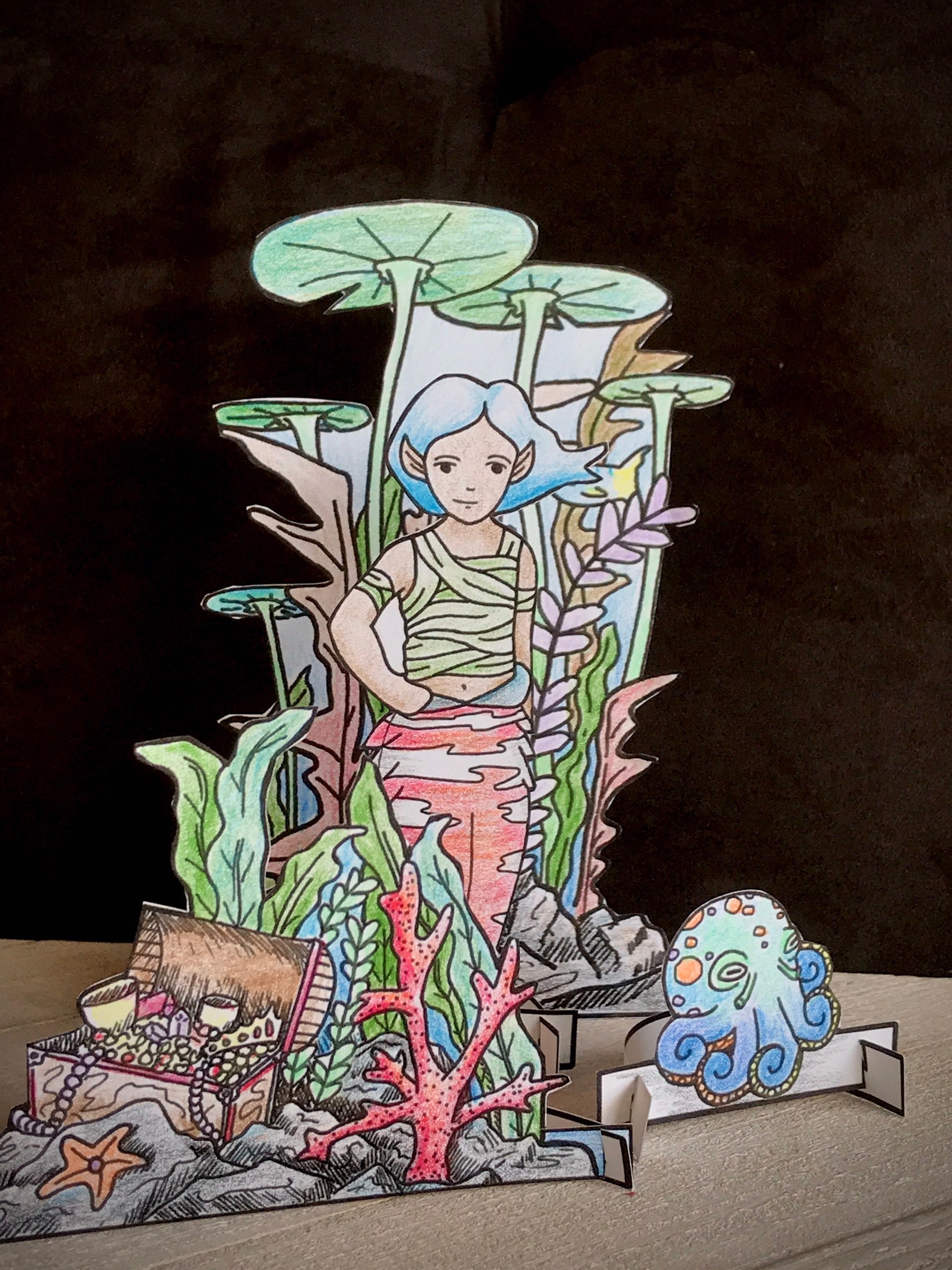 Mermaid Paper Doll Printable Coloring Page Imagination Toy | Etsy