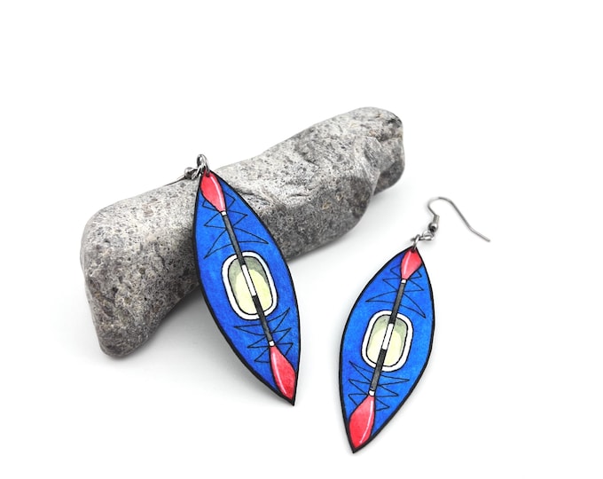 Kayak Earrings, Hand Painted