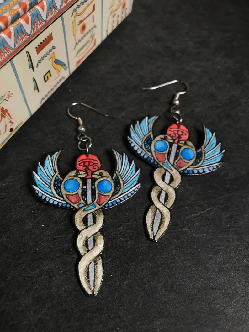 Caduceus Wand Snake Earrings