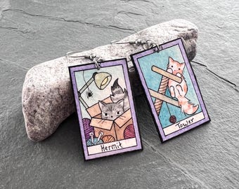 Cat Tarot Card Earrings