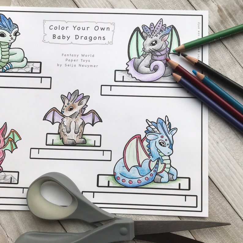 Dragon Paper Doll Printable Coloring Page Digital Download - Etsy
