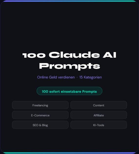 KI Business Guide Deutsch – 100 Claude AI Aufgaben | Online Geld verdienen | Freelancer Handbuch | Digitaler Download