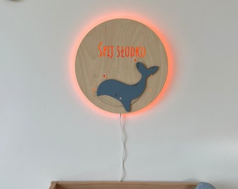 Baby Night Light for Newborn – Blue Whale Lamp, Night Feeding Light, Nursery Light, Personalized Baby Lamp