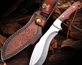 Nepalese Style Fixed Blade Knife, Wood Handle, Outdoor Survival Tool