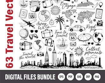 Travel Sayings/Quotes Digital SVG Vector Bundle | Commercial Use | Printable Overlay Word Art Set | Instant Download | Vacation | Road Trip