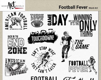 Digital and Printable Overlay Word Art Set - Instant Download - Football Fever - PNG Images - Scrapbooking- Personal Use ONLY - Clip Art