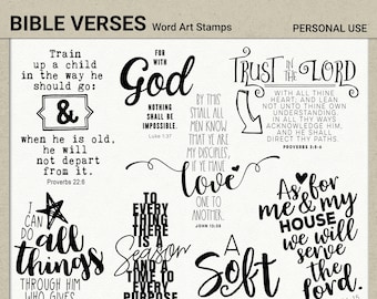 Digital and Printable Overlay Word Art Set - Instant Download - Bible Scriptures Clip Art - Stamps - PNG - Scrapbooking - Personal Use