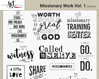 Digital and Printable Overlay Word Art Set - Instant Download - LDS Missionary Clip Art - PNG Images - Scrapbooking- Personal Use