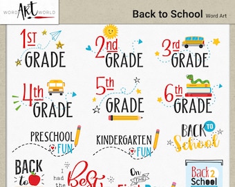 Back to School Clipart Set | Digital Instant Download | Colorful | Scrapbooking | Personal Use PNG | Clip Art