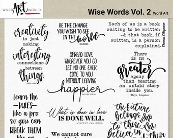 Digital and Printable Overlay Word Art Set - Instant Download - Wise Words Vol. 2 Clip Art - PNG Images - Scrapbooking- Personal Use
