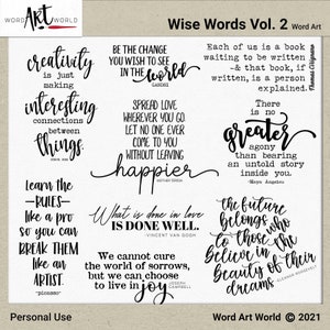 Digital and Printable Overlay Word Art Set - Instant Download - Wise Words Vol. 2 Clip Art - PNG Images - Scrapbooking- Personal Use