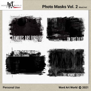 Digital and Printable Overlay Word Art Set - Instant Download - Photo Masks Vol. 2 - Immagini PNG - Scrapbooking- Uso personale