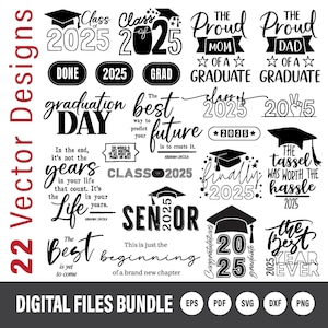 Graduation 2025 SVG Zitate und Sprüche Bundle | Kommerzielle Nutzung | Digitales Set | Sofortdownload | Clip-Kunst