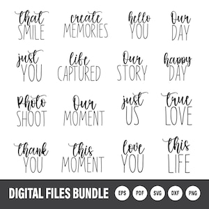 Two Words Scrapbooking | Commercial Use | Digital and Printable Overlay Word Art Set | Instant Download | Photography Clip Art | SVG Bundle