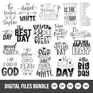 Citas sobre el bautismo de los Santos de los Últimos Días / Conjunto de arte digital e imprimible / Descarga instantánea / Clip Art / Paquete de archivos SVG para cortar / Uso comercial / Mormón