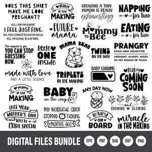 Pacote de citações SVG para maternidade e gravidez | Uso Comercial | Conjunto de arte de palavras de sobreposição digital e imprimível | Download instantâneo | Mulheres Clipart