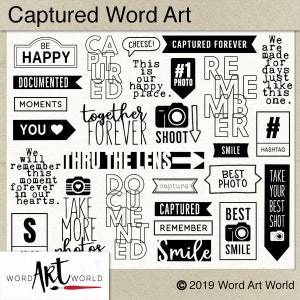 Conjunto de Word Art de sobreposição digital e imprimível - Download instantâneo - Clip Art de fotografia - Selos - PNG - Scrapbooking - Uso pessoal