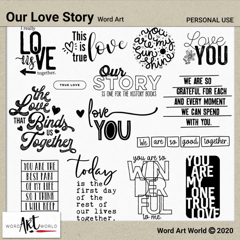 Digital and Printable Overlay Word Art Set Instant Download - Etsy
