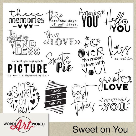Digital And Printable Overlay Word Art Set Instant Download Etsy
