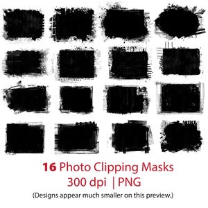 Máscaras de recorte de fotos, sobreposições sujas para fotos, molduras PNG, fundos transparentes, ferramenta Photoshop, pacote, uso comercial OK