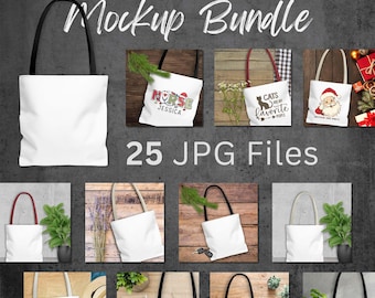 AOP Stoffbeutel MOCKUPS Bundle PRINTIFY | Rot Schwarz Weiß Beige Marine Griffe | Sofortiger digitaler Download | Viele Szenen | Weihnachten | Minimal