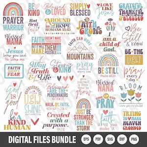 Boho Retro Bible Scripture Christian Versetto SVG File di taglio Clipart Bundle / Uso commerciale / Set di parole artistiche stampabili / Download digitale / PNG