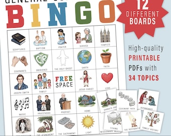 General Conference BINGO Printable Cards | LDS Mormon Church | Instant Digital Download PDF